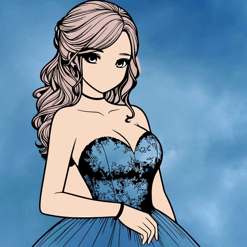 realistic girl in prom dress
