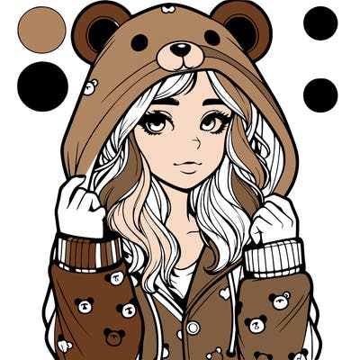 realistic girl in a animal pjs hoodie