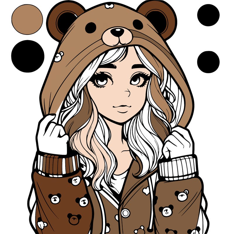 realistic girl in a animal pjs hoodie