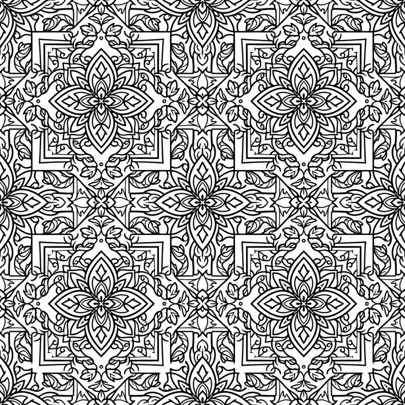 Immerse yourself in the captivating beauty of our Symmetrical Grid Patterns coloring page, featuring an array of organized and repeating motifs. This intricate design offers a calming and rewarding coloring experience for all skill levels.
