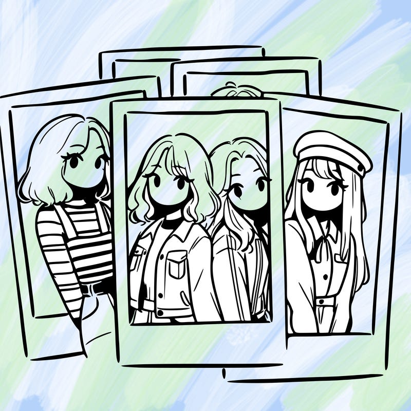 polaroid photo of 4 girls