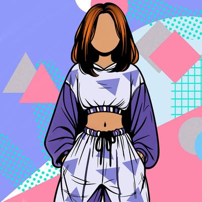 realistic girl faceless with baggy pants and a crop top