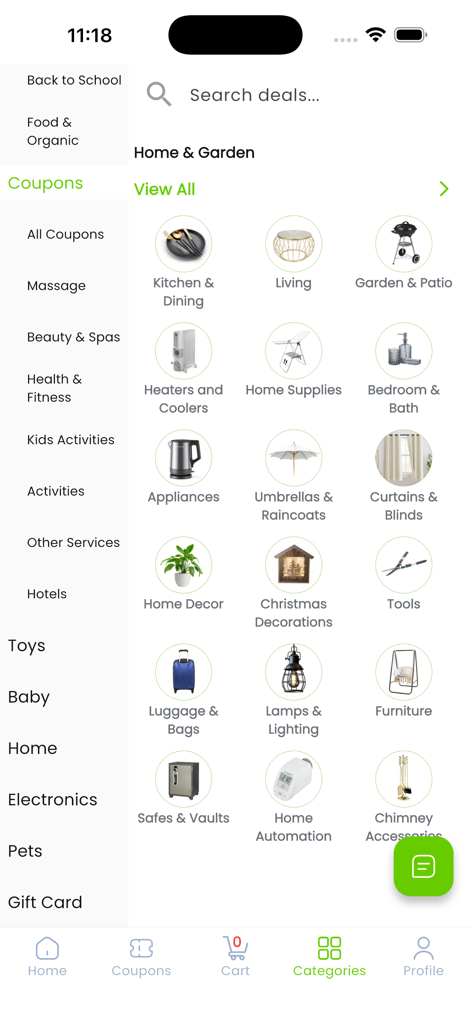 Makhsoom - Makhsoom app interface displaying shopping categories for home and garden products