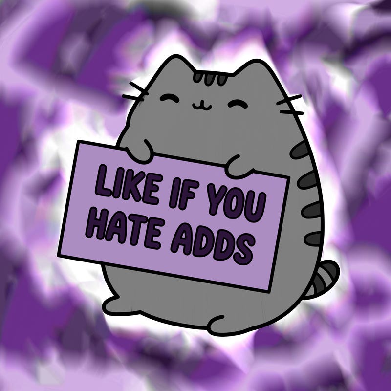 a kawii pusheen cat holding a sign that says like if you hate adds