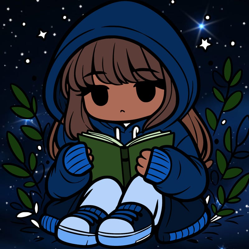 girl in oversized hoodie reading a book