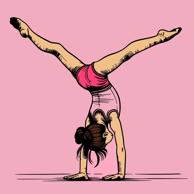 realistic gymnastic hand stand girl in four splits