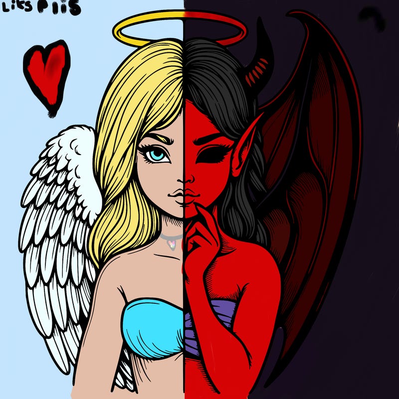 realistic angel half demon