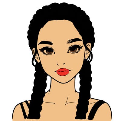 realistic girl with braids