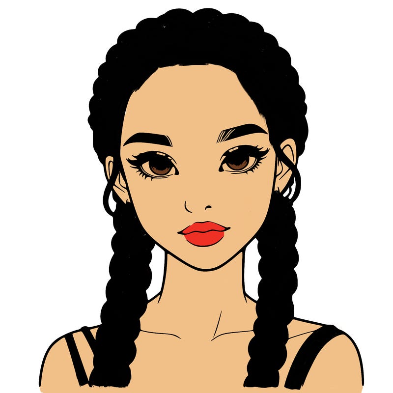 realistic girl with braids