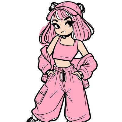 girl in crop top and baggy pants