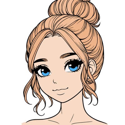 realistic pretty girl with hair in bun