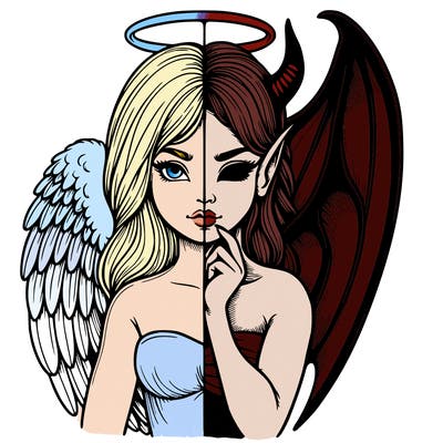 realistic angel half demon