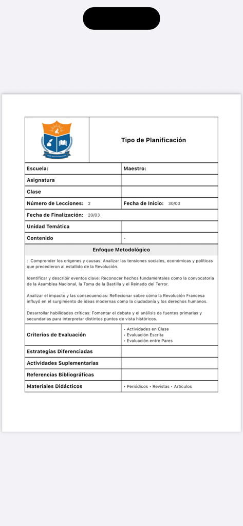 Lesson Plan Maker - A professional digital lesson plan template with sections for objectives and evaluation methods.