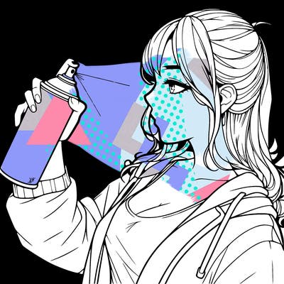 a realistic girl spray, painting