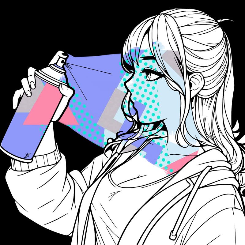 a realistic girl spray, painting