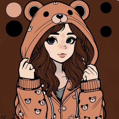 realistic girl in a animal pjs hoodie