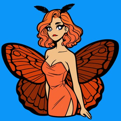 woman with moth wings