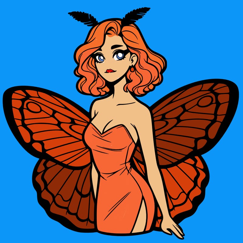 woman with moth wings