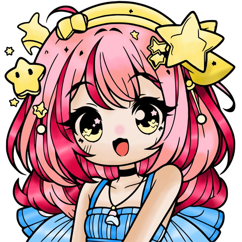 cute anime girl with star accessories