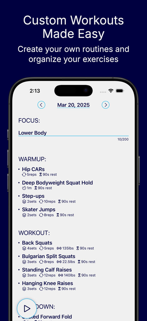 Exercisely: Simple Workout Log - Benutzerdefinierte Trainingsroutine im minimalistischen Exercisely-App-Protokoll