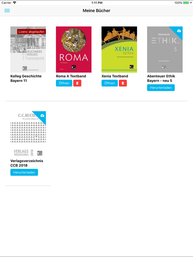Digital library in the click and study app featuring German textbooks
