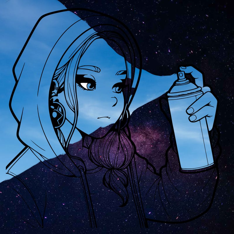 a realistic girl, spray painting