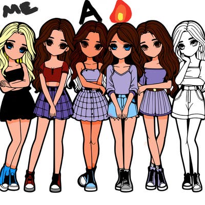 a group of girls realistic