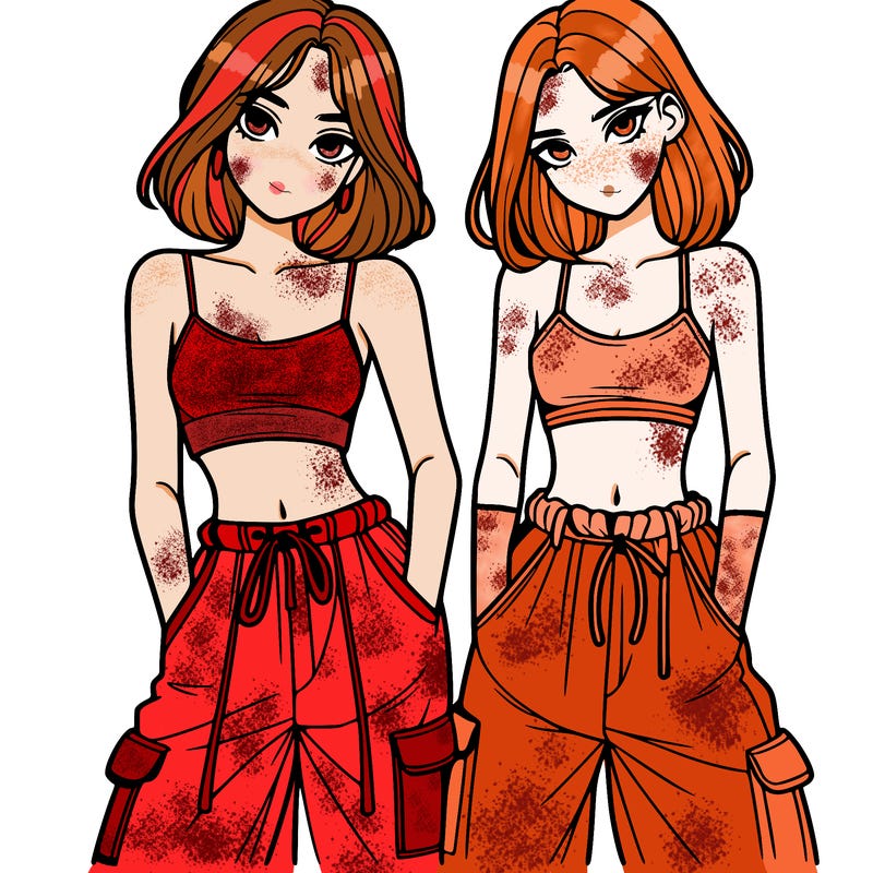 two girls with crop top with baggy pants