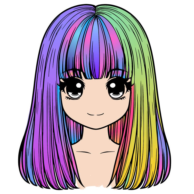 straight hair with bangs realistic