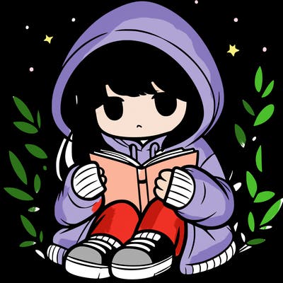 girl in oversized hoodie reading a book