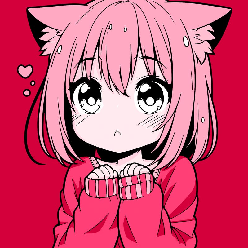shy anime catgirl