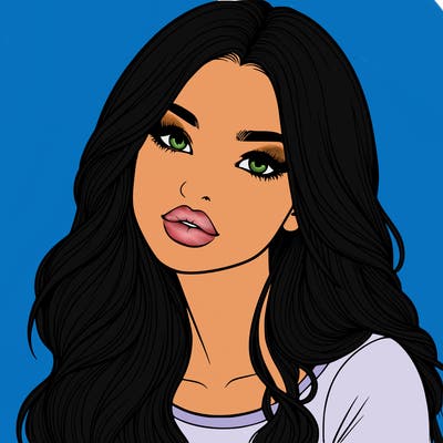 realistic girl with hair on her hair and lips