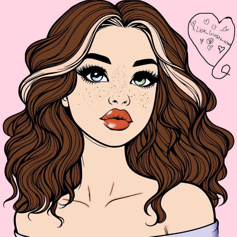 realistic girl with wavy hair and lips