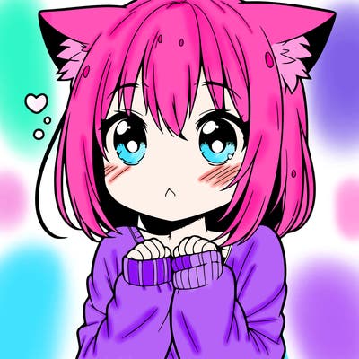 shy anime catgirl