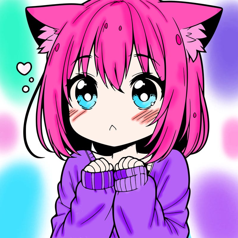 shy anime catgirl
