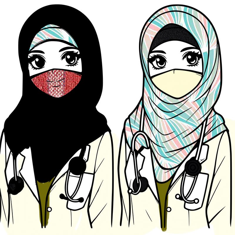 a muslim woman with a veil who is a doctor realistic