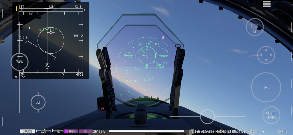 Carrier Landing HD - Kampfjet-Cockpitansicht mit modernem HUD und taktischer Radaranzeige.