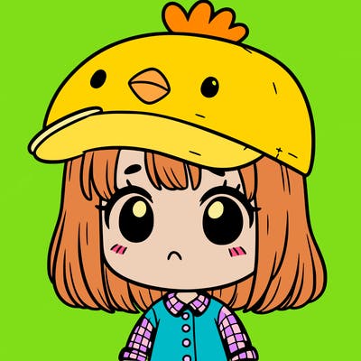 cute girl with chicken hat