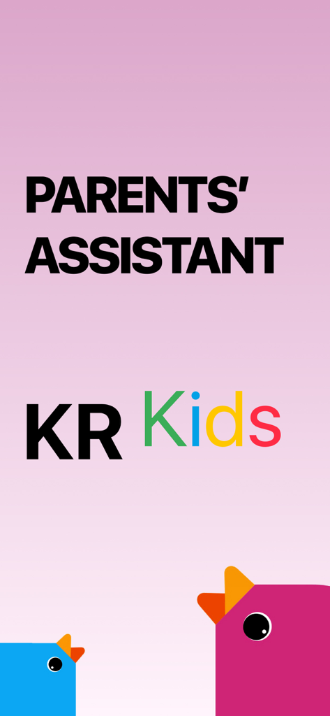 KR Kids baby feeding tracker splash screen with the text Parents Assistant