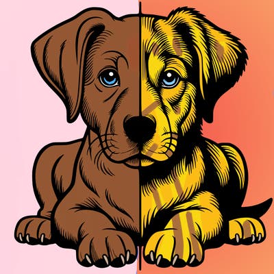 realistic dog split picture