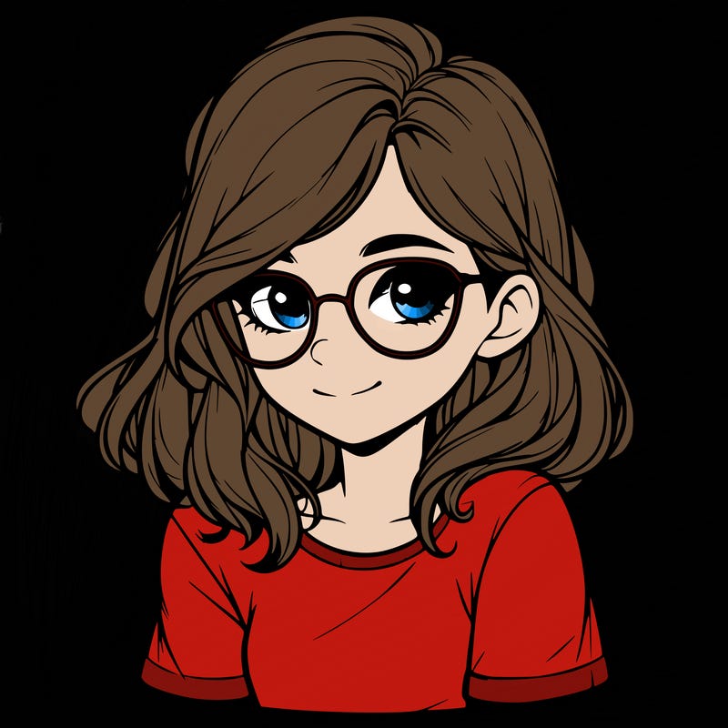 realistic girl with glasses