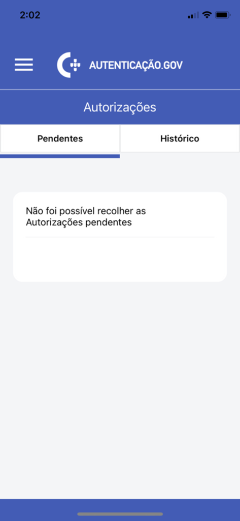 Autenticação Gov - App Autenticacao Gov che mostra la schermata delle autorizzazioni con schede in sospeso e cronologia