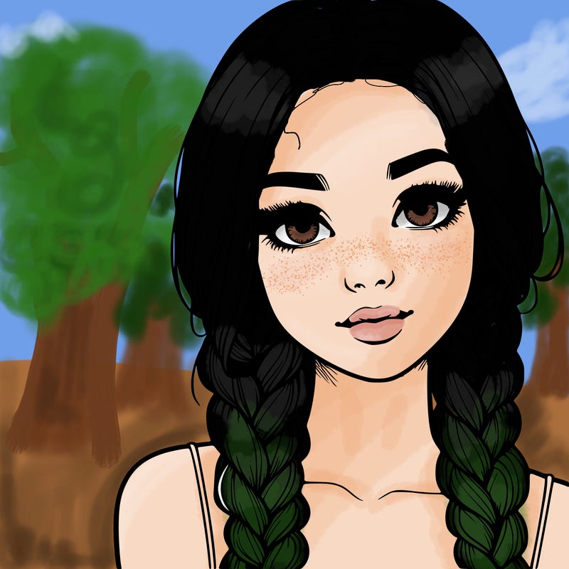 realistic girl with braids