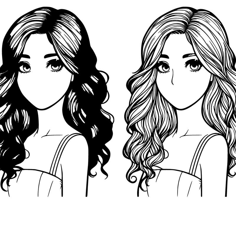 realistic girl with wavy hair on her hair