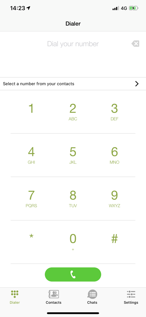 الو ليبيا - Pantalla de marcación de la aplicación Allo Libya para llamadas internacionales