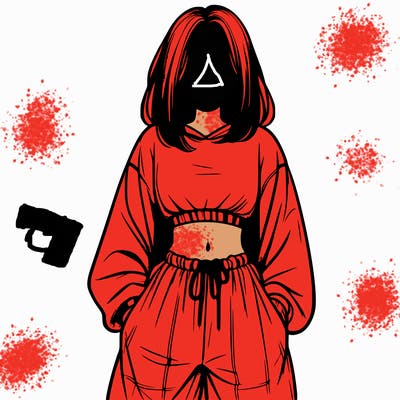 realistic girl faceless with baggy pants and a crop top