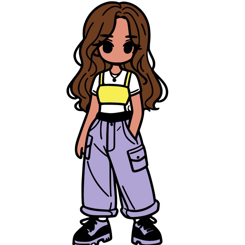 girl in crop top and baggy pants