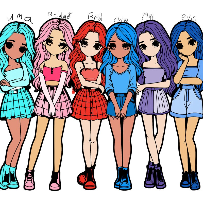 a group of girls realistic