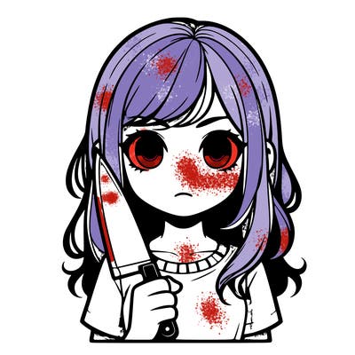 girl with a knife realisic