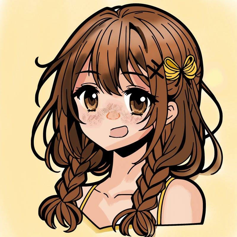 manga girl with shoulder-length hair with braids on one side